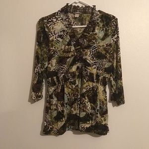 Christopher & Banks brown & green blouse